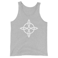 Witches Knot design on men's tank top, front view