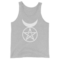 Horned God design on men's tank top, front view
