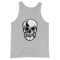 Halloween Human Skull design on men's tank top, front view