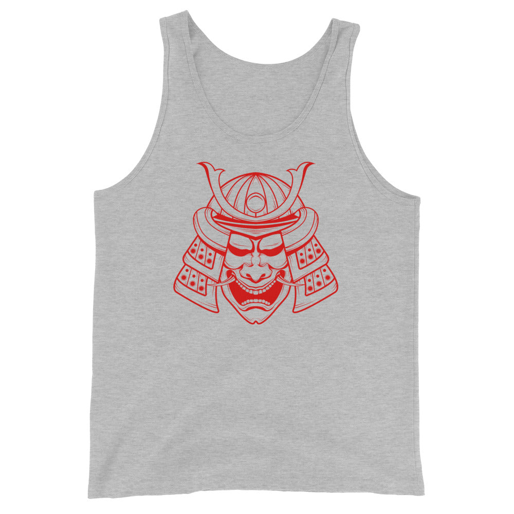 Red Samurai Warrior Kabuto Mempo Mask Men's Tank Top Shirt
