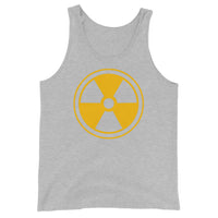 Radiation Warning Symbol design on men's tank top, front view