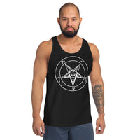 Sigil of Baphomet design on men's tank top, front view