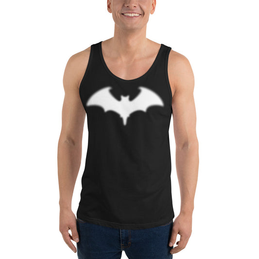 Blurry Bat design on men's tank top, front view