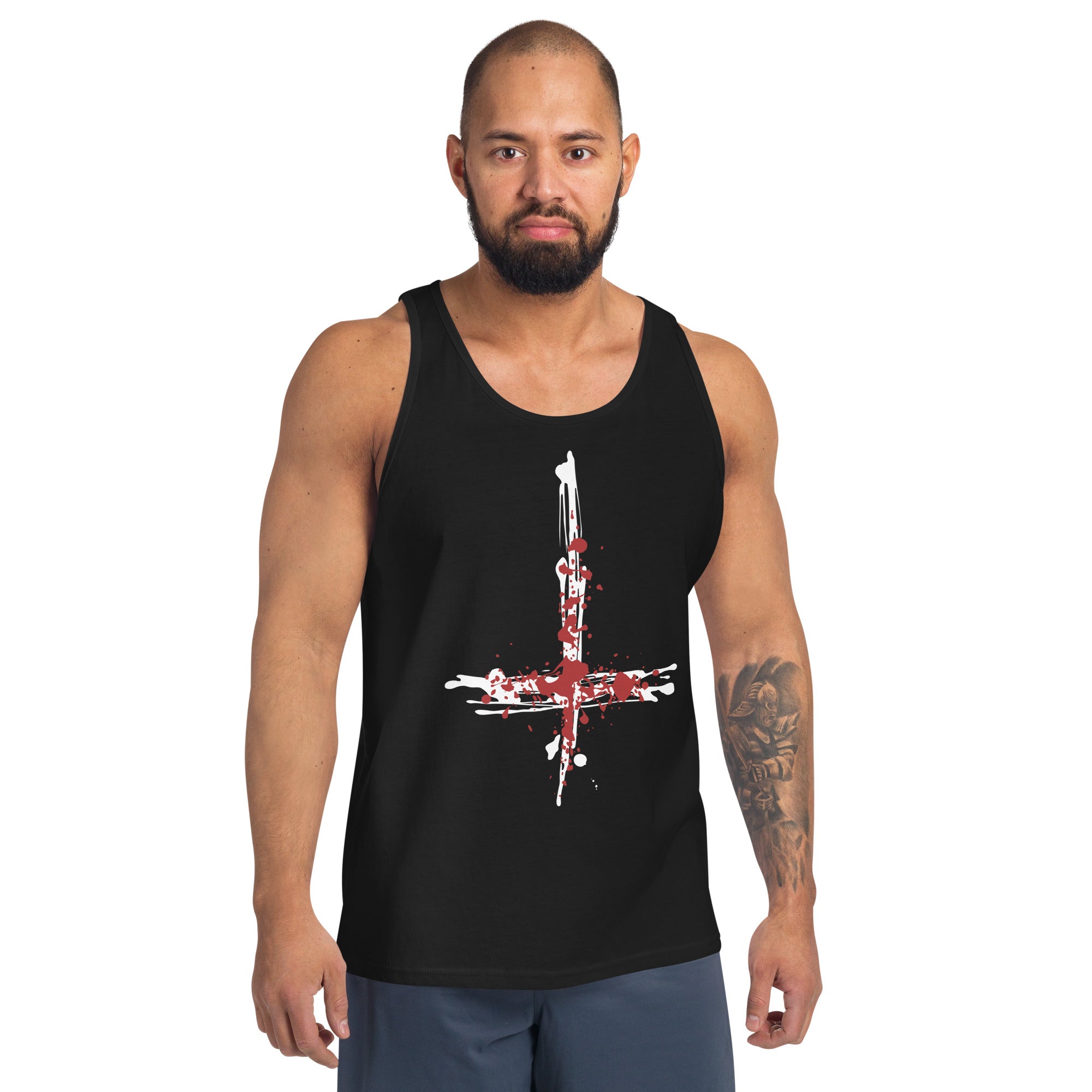 Inverted Cross Blood of Christ Men's Tank Top Shirt - Edge of Life Designs