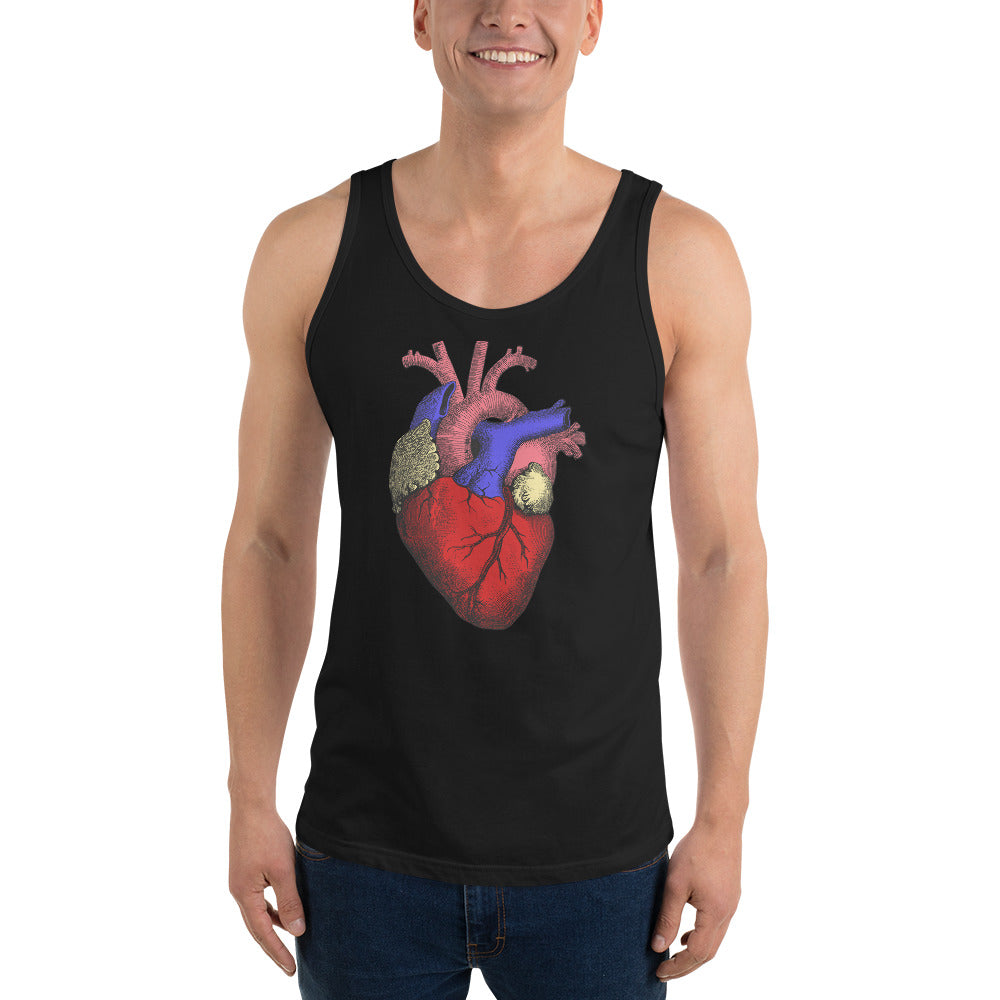 Anatomical Human Heart Medical Art Men's Tank Top Full Color - Edge of Life Designs