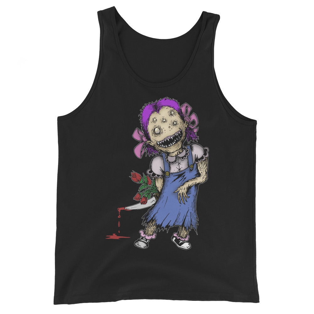 Wicked Little Girl with Bloody Knife Horror Style Men's Tank Top - Edge of Life Designs