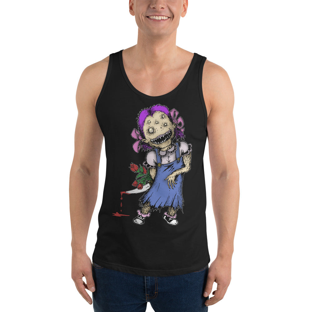 Wicked Little Girl with Bloody Knife Horror Style Men's Tank Top - Edge of Life Designs