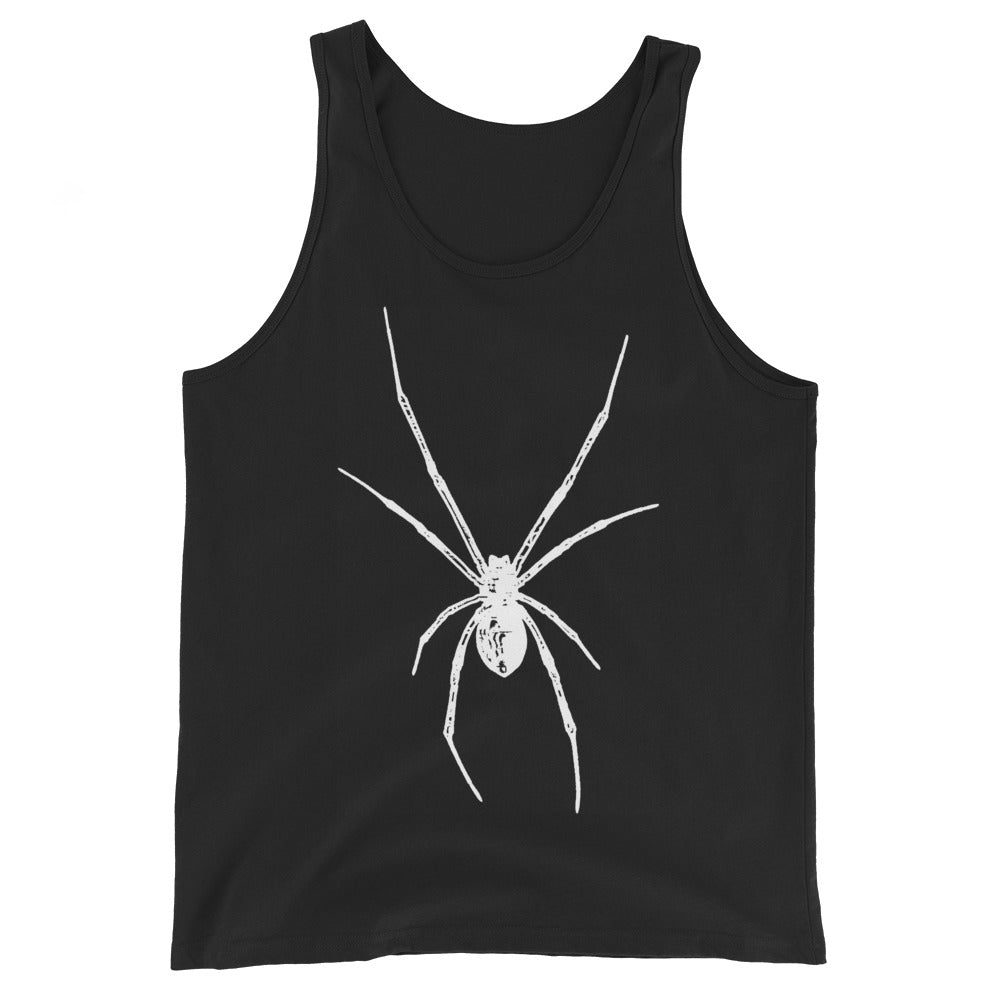 White Creepy Spider Arachnid Black Widow Men's Tank Top - Edge of Life Designs