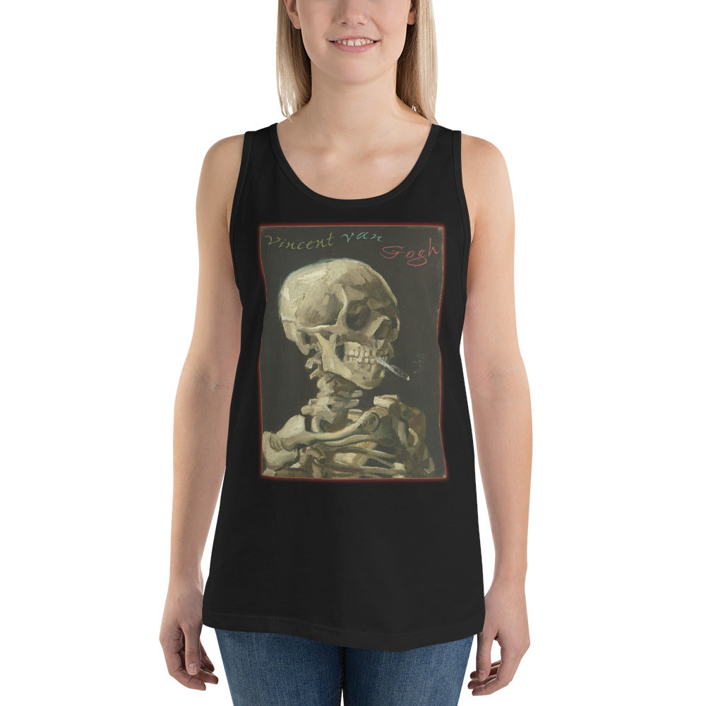 Skull of a Skeleton with Burning Cigarette Vincent Van Gogh Men's Tank Top - Edge of Life Designs