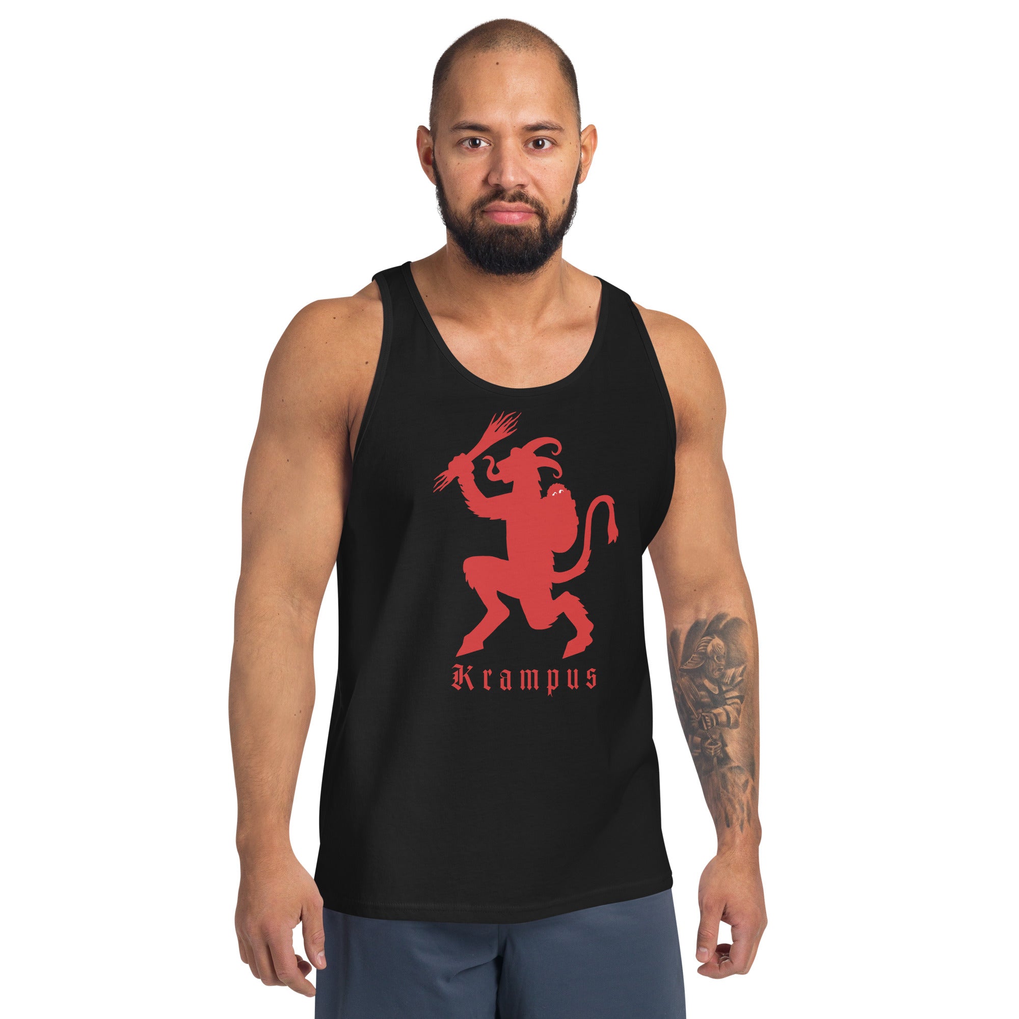 Merry Christmas with Krampus Krampuslauf Men's Tank Top - Edge of Life Designs