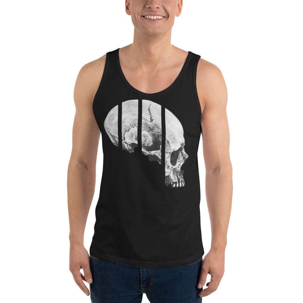 Exploded Elongated Human Skull Men's Tank Top - Edge of Life Designs