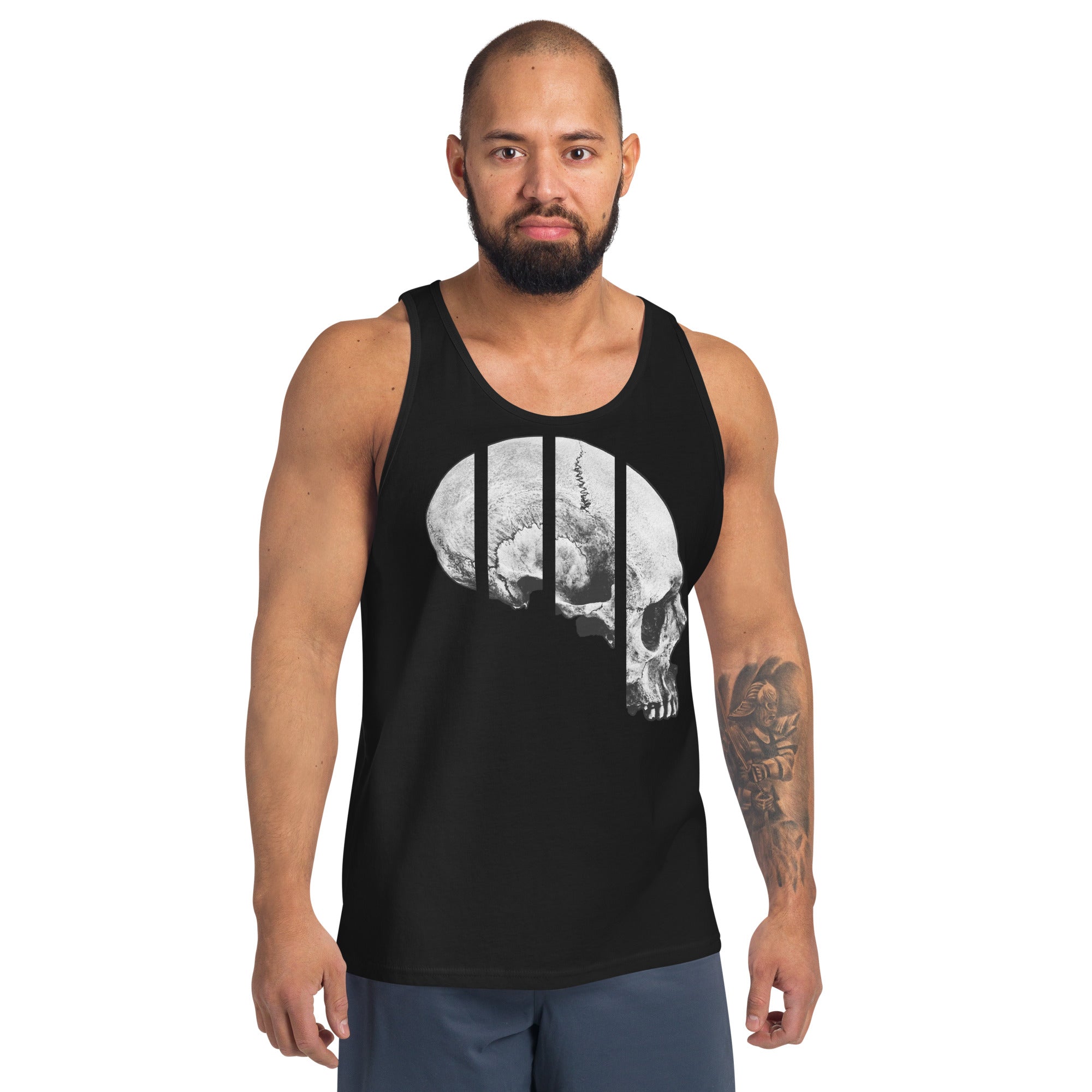 Exploded Elongated Human Skull Men's Tank Top - Edge of Life Designs