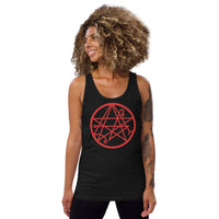 Necronomicon Symbol design on men's tank top, front view