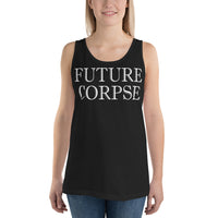 Future Corpse design on men's tank top, front view