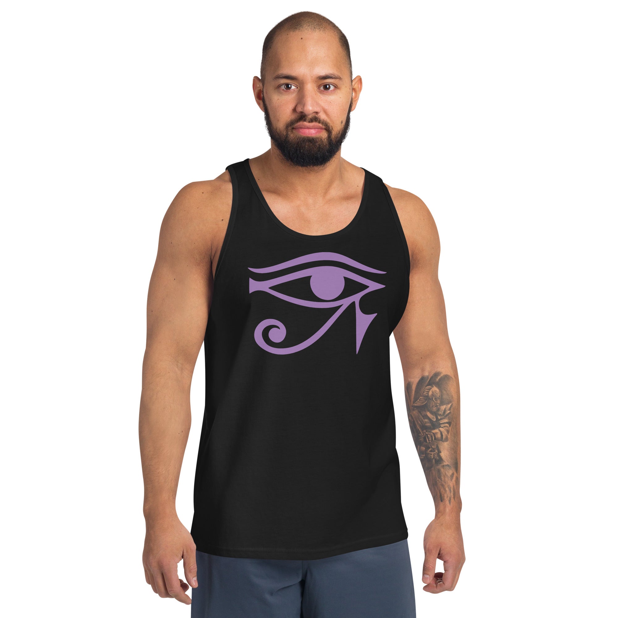 Eye of Ra Egyptian Goddess Men's Tank Top Purple Print - Edge of Life Designs