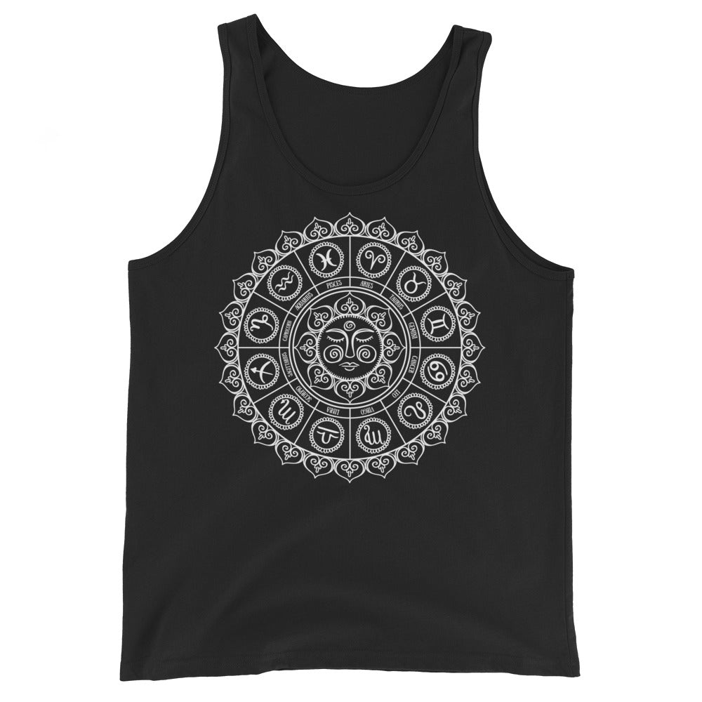 Cosmic Zodiac Signs Astrology Sun Wheel Men's Tank Top - Edge of Life Designs