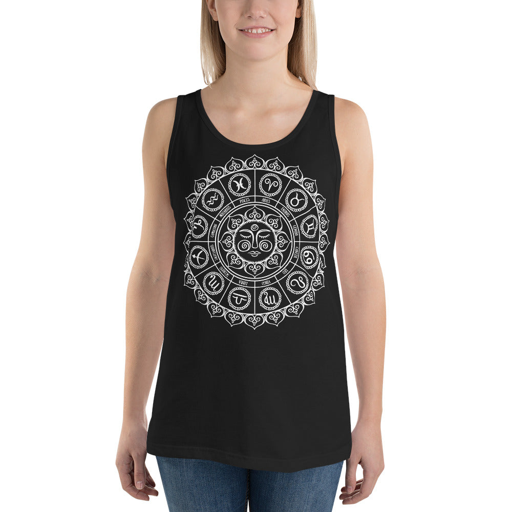 Cosmic Zodiac Signs Astrology Sun Wheel Men's Tank Top - Edge of Life Designs