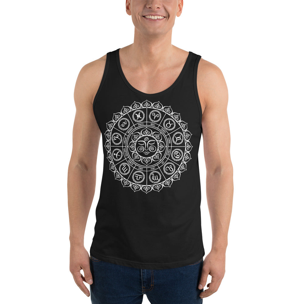 Cosmic Zodiac Signs Astrology Sun Wheel Men's Tank Top - Edge of Life Designs