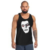 Pazuzu Captain Howdy design on men's tank top, front view