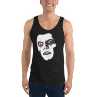 Pazuzu Captain Howdy design on men's tank top, front view