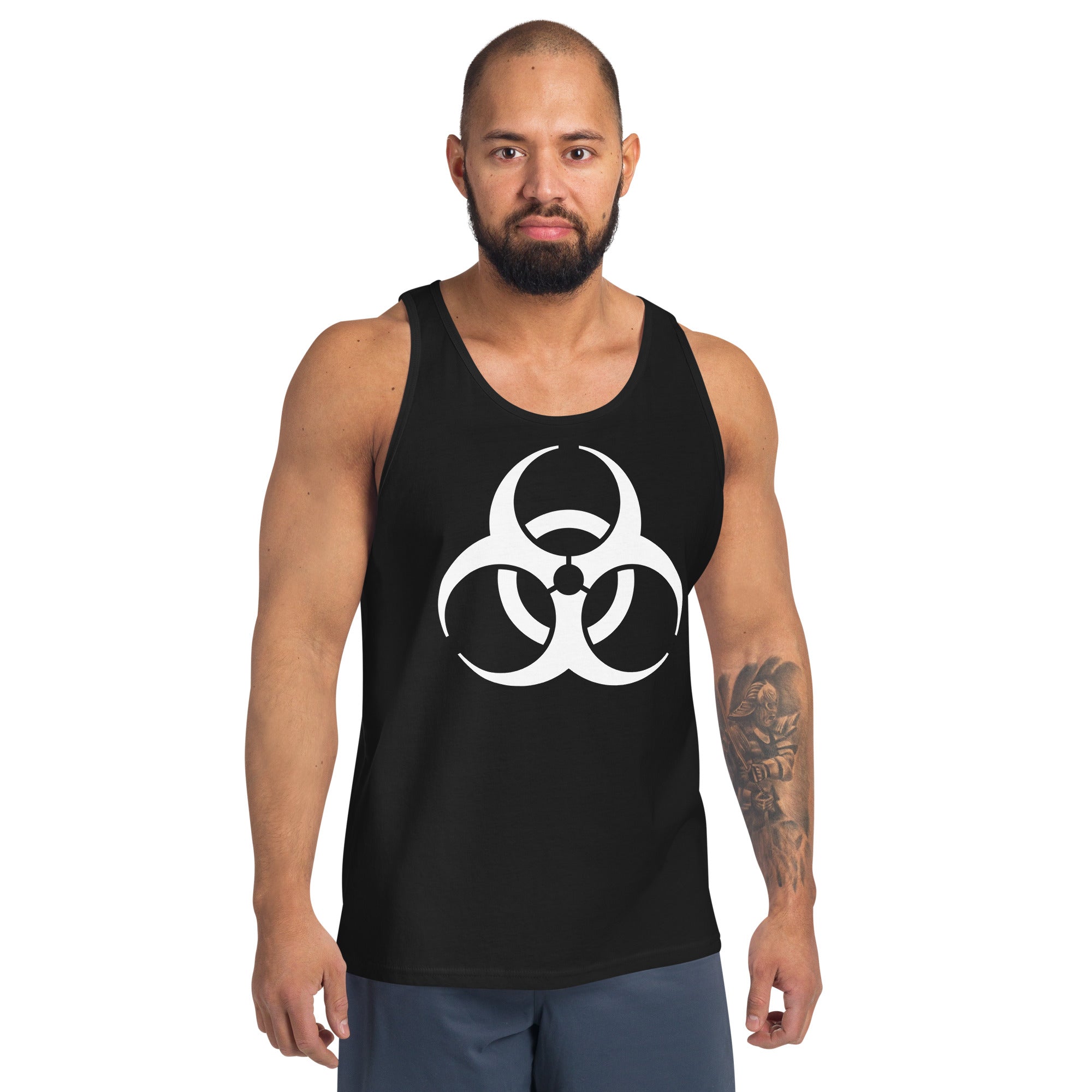 White Biohazard Sign Toxic Chemical Symbol Men's Tank Top