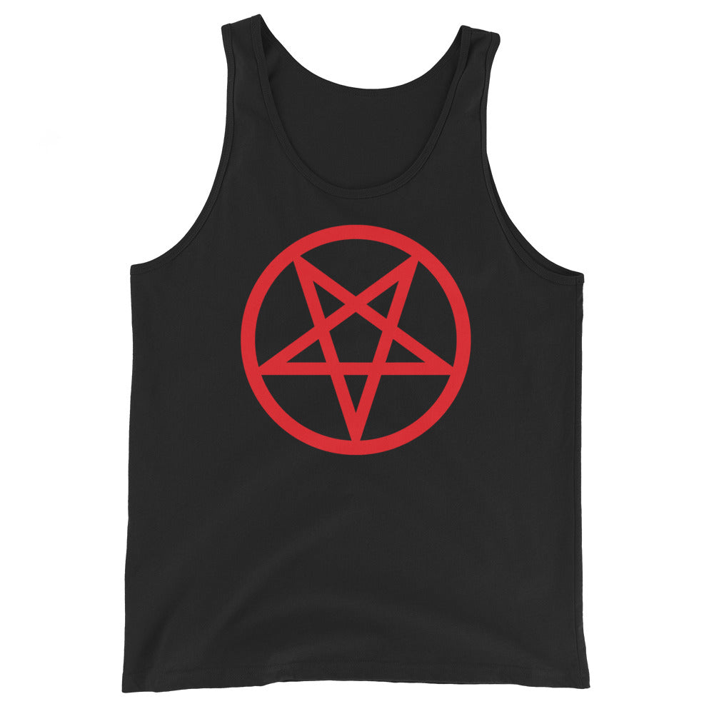 Red Classic Inverted Pentagram Occult Symbol Men's Tank Top