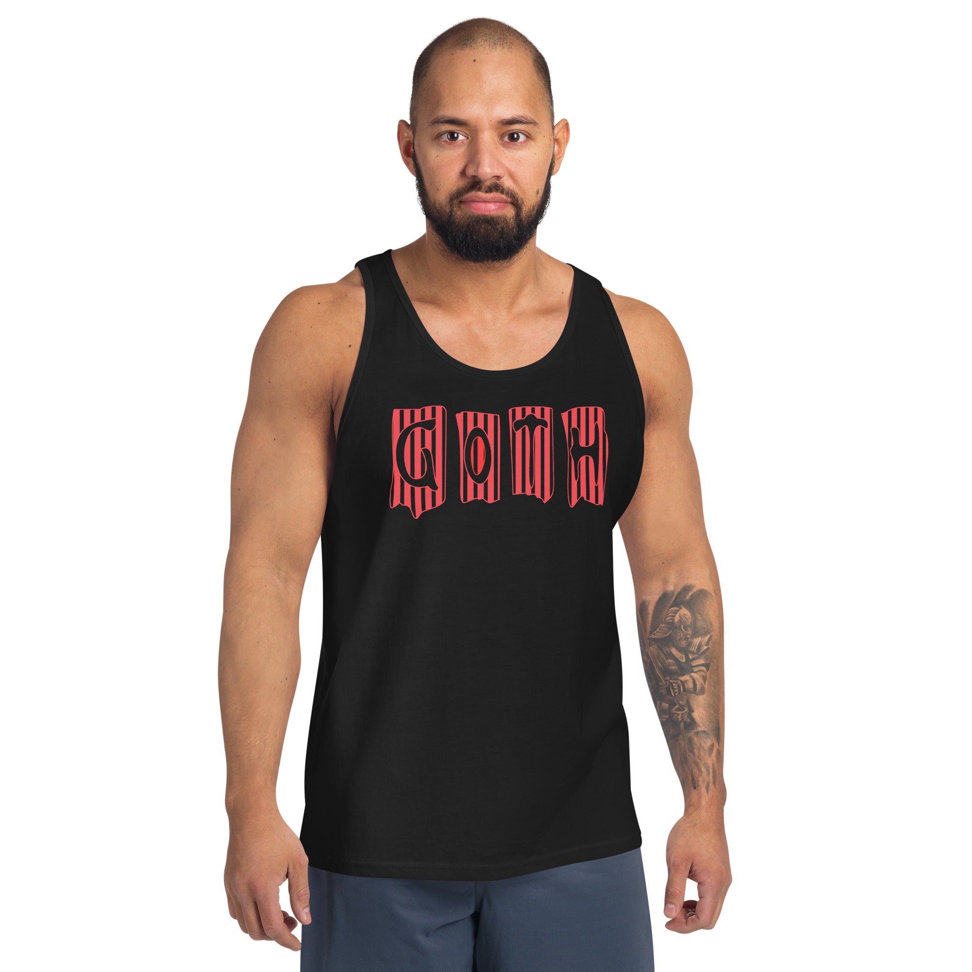 Black and Red Vertical Stripe Goth Wallpaper Style Men's Tank Top