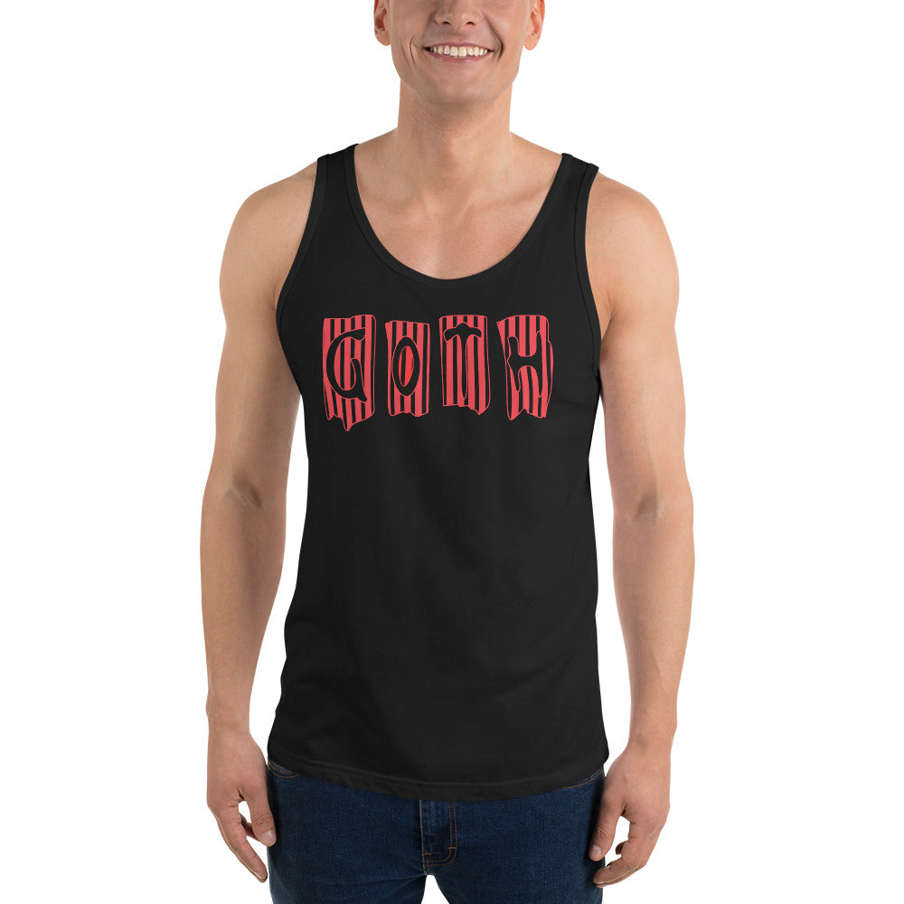 Black and Red Vertical Stripe Goth Wallpaper Style Men's Tank Top
