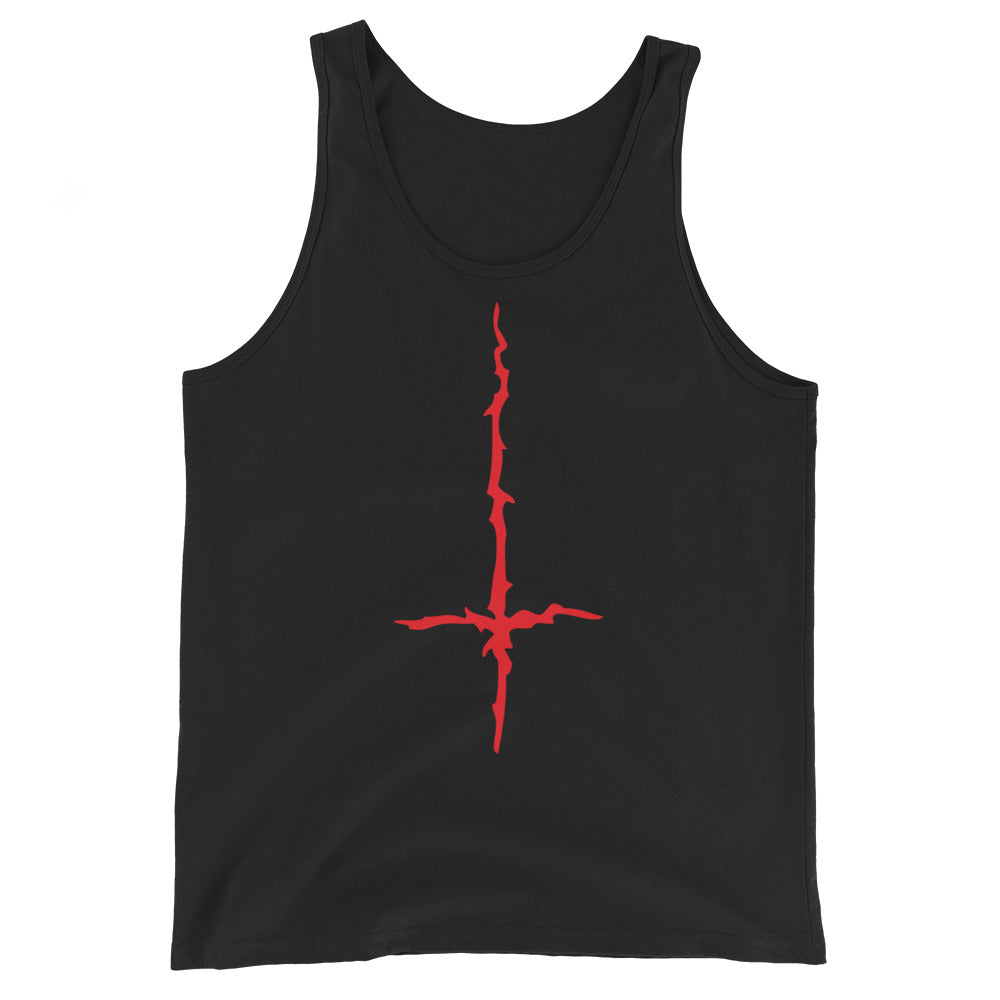 Red Melting Inverted Cross Black Metal Style Men's Tank Top
