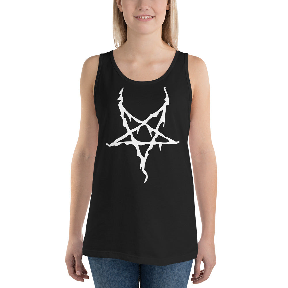 White Melting Inverted Pentagram Black Metal Style Men's Tank Top