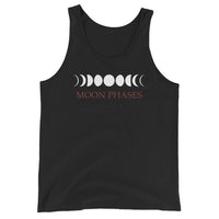 Lunar Moon Phases design on men's tank top, front view