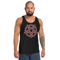 Inverted Pentagram design on men's tank top, front view