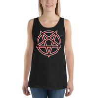 Inverted Pentagram design on men's tank top, front view