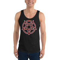 Inverted Pentagram design on men's tank top, front view