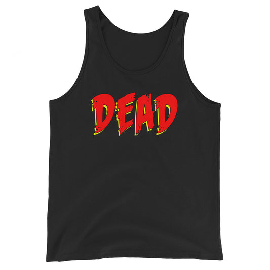 Dead Gothic Emo design on men's tank top, front view