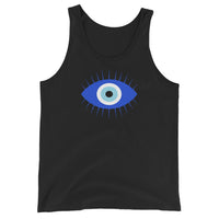 Curse of the Evil Eye design on men's tank top, front view