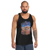 Carina Nebula JWST design on men's tank top, front view