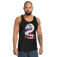 Lucky Chinese Dragon design on men's tank top, front view