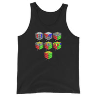 Speed Cube Solution Diagram design on men's tank top, front view