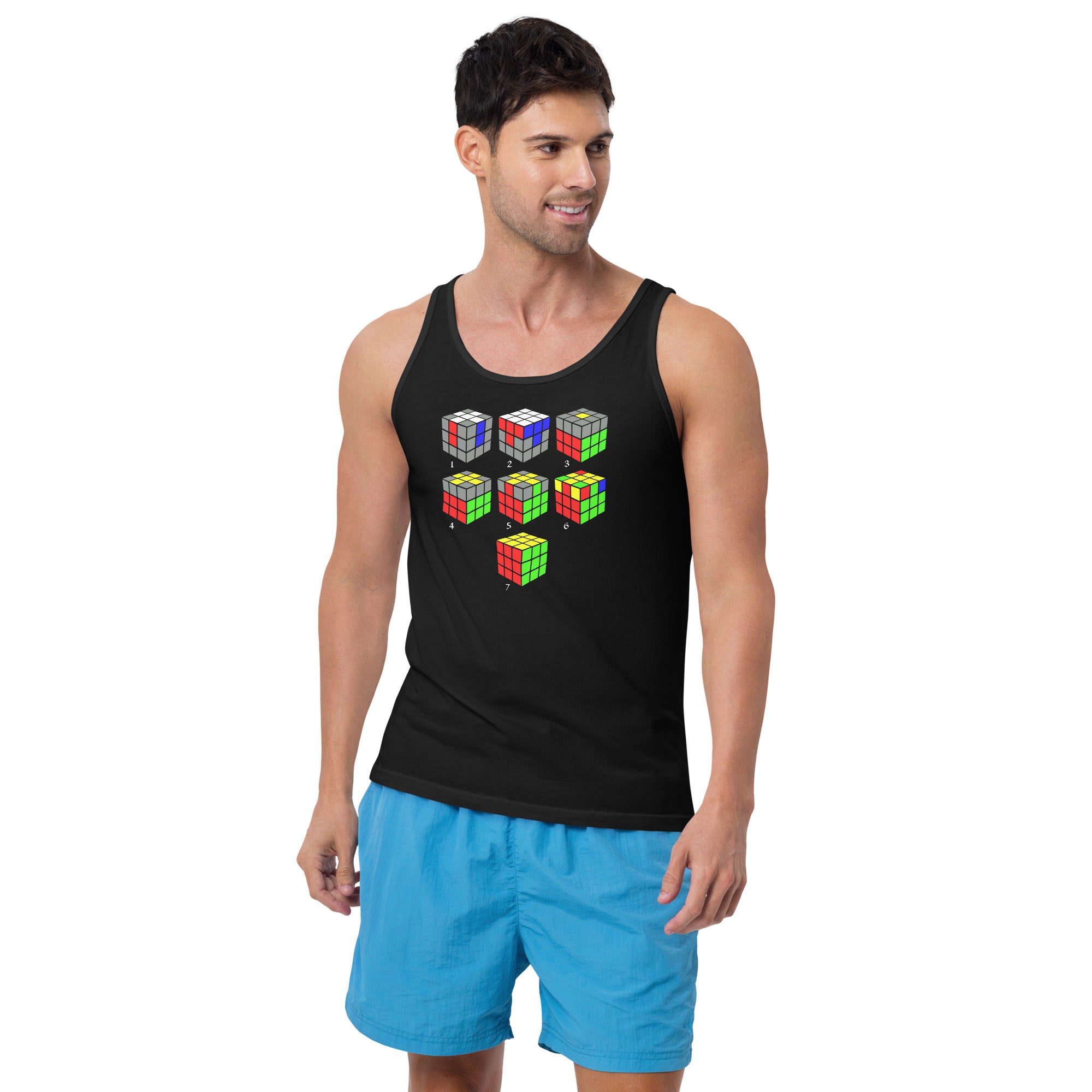 How To Solve A Puzzle Speed Cube Diagram Men's Tank Top Shirt