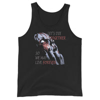Together Forever Horror design on men's tank top, front view