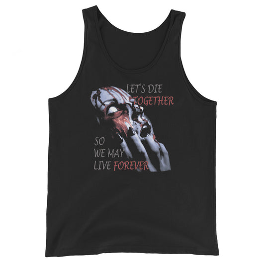 Together Forever Horror design on men's tank top, front view