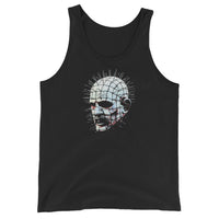 Hell Priest Cenobite design on men's tank top, front view
