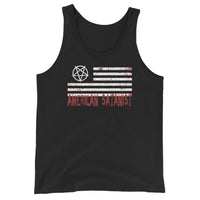American Satanist Pentagram design on men's tank top, front view