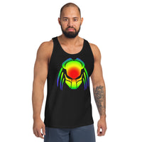 Heat Vision Predalien design on men's tank top, front view