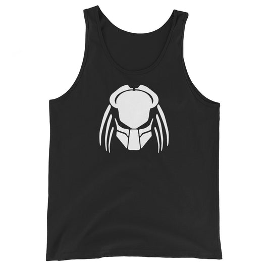 Predalien design on men's tank top, front view