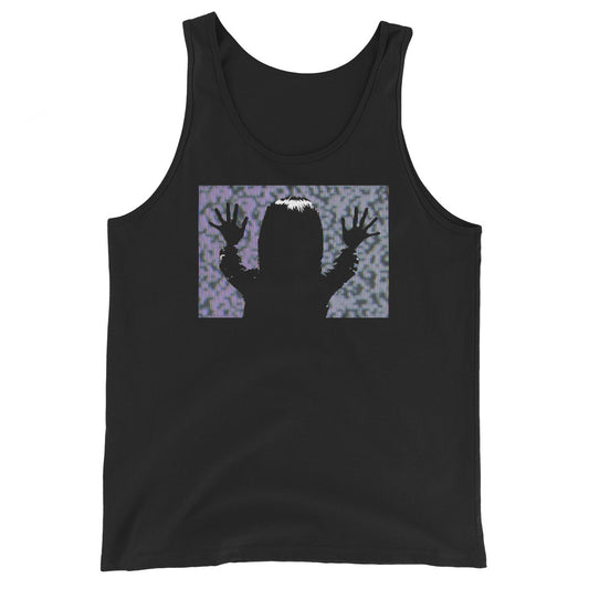 They're Here Poltergeist design on men's tank top, front view