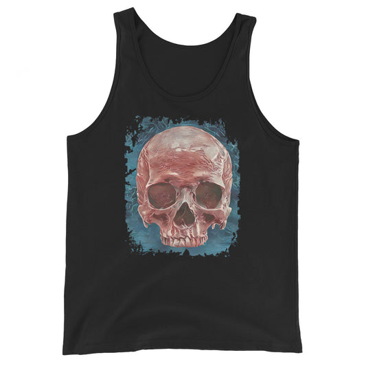 Mystical Blood Skull Front design on men's tank top, front view