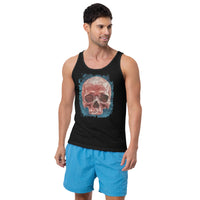 Mystical Blood Skull Front design on men's tank top, front view