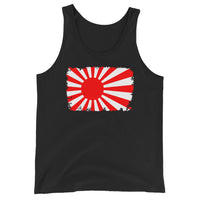 Japan Rising Sun Flag design on men's tank top, front view